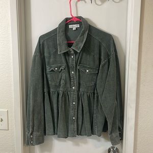 Ruffle bottom shacket